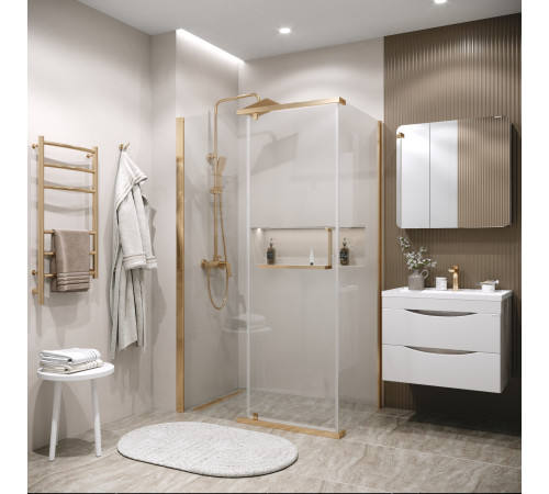 Боковая стенка Grossman Pragma 200.K33.03.100.32.00 (100х195) золото сатин,стекло прозрачное