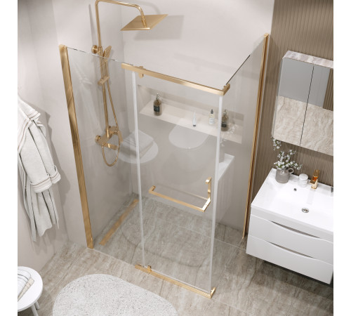 Боковая стенка Grossman Pragma 200.K33.03.100.32.00 (100х195) золото сатин,стекло прозрачное