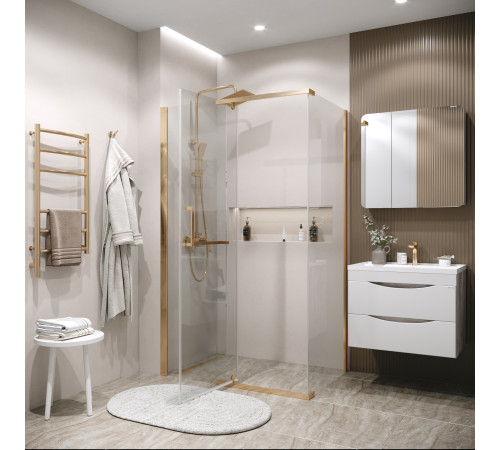 Боковая стенка Grossman Pragma 200.K33.03.100.32.00 (100х195) золото сатин,стекло прозрачное