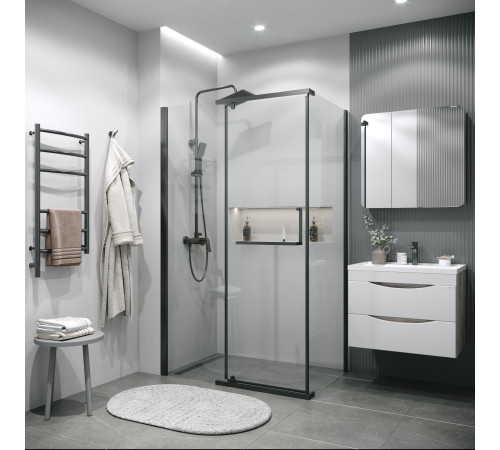 Боковая стенка Grossman Pragma 200.K33.03.100.42.00 (100х195) графит сатин,стекло прозрачное