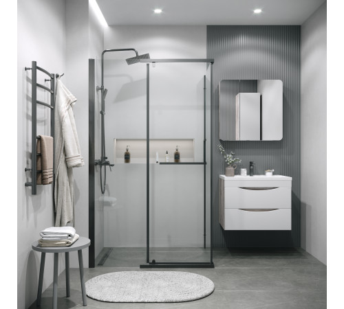 Боковая стенка Grossman Pragma 200.K33.03.100.42.00 (100х195) графит сатин,стекло прозрачное