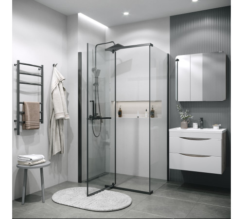 Боковая стенка Grossman Pragma 200.K33.03.100.42.00 (100х195) графит сатин,стекло прозрачное