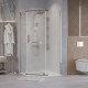 Душевое ограждение Grossman Pragma 302.K33.03.1010.10.02 (100х100х195) трапеция,распашная,хром,стекло шиншилла