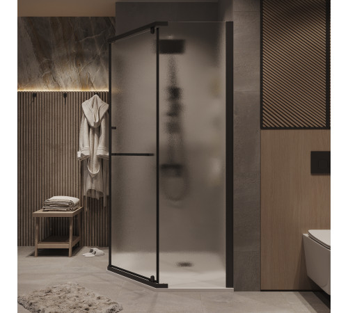 Душевое ограждение Grossman Pragma 302.K33.03.1010.21.02 (100х100х195) трапеция,распашная,черный матовый,стекло шиншилла