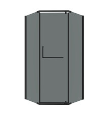 Душевое ограждение Grossman Pragma 302.K33.03.1010.21.10 (100х100х195) трапеция,распашная,черный матовый,стекло тонированное