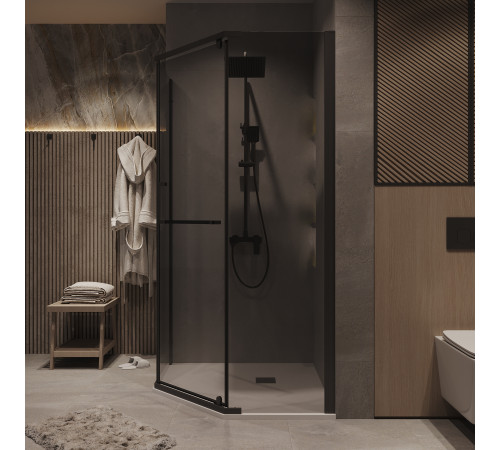 Душевое ограждение Grossman Pragma 302.K33.03.1010.21.10 (100х100х195) трапеция,распашная,черный матовый,стекло тонированное