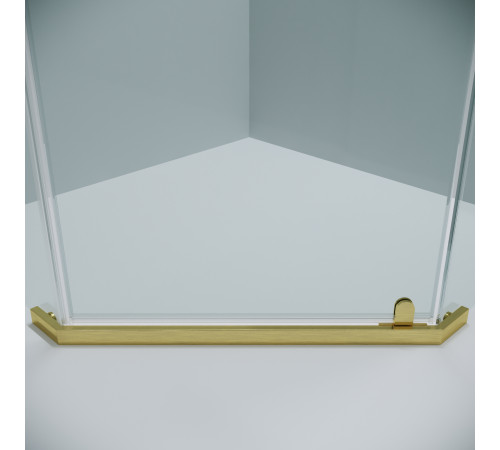 Душевое ограждение Grossman Pragma 302.K33.03.1010.32.00 (100х100х195) трапеция,распашная,золото сатин,стекло прозрачное