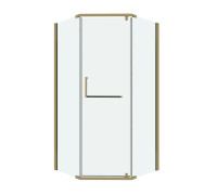 Душевое ограждение Grossman Pragma 302.K33.03.1010.32.00 (100х100х195) трапеция,распашная,золото сатин,стекло прозрачное