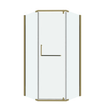 Душевое ограждение Grossman Pragma 302.K33.03.1010.32.00 (100х100х195) трапеция,распашная,золото сатин,стекло прозрачное
