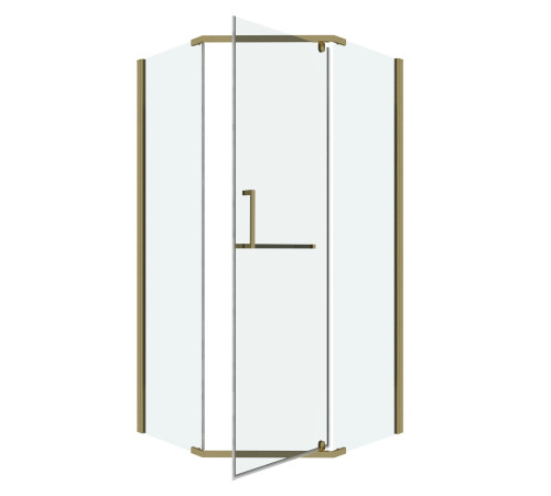 Душевое ограждение Grossman Pragma 302.K33.03.1010.32.00 (100х100х195) трапеция,распашная,золото сатин,стекло прозрачное