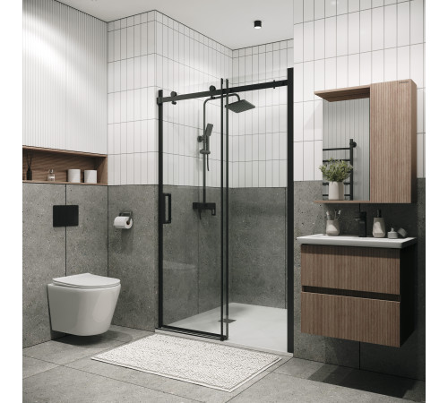 Дверь в нишу Grossman Classic 100.K33.04.120.21.00 (120х195) черный матовый,стекло прозрачное,раздвижная