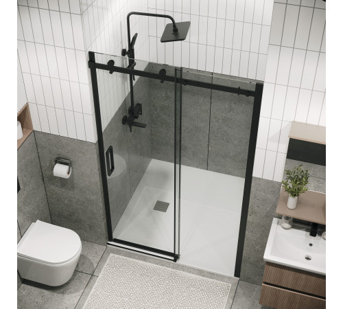 Дверь в нишу Grossman Classic 100.K33.04.120.21.00 (120х195) черный матовый,стекло прозрачное,раздвижная