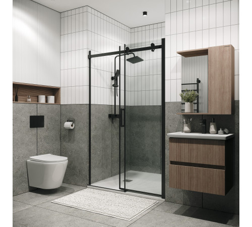 Дверь в нишу Grossman Classic 100.K33.04.120.21.00 (120х195) черный матовый,стекло прозрачное,раздвижная