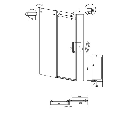 Дверь в нишу Grossman Classic 100.K33.04.120.21.00 (120х195) черный матовый,стекло прозрачное,раздвижная