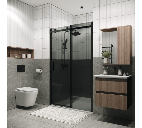 Дверь в нишу Grossman Classic 100.K33.04.110.21.10 (110х195) черный матовый,стекло тонированное,раздвижная