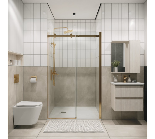 Дверь в нишу Grossman Classic 100.K33.04.110.32.00 (110х195) золото сатин,стекло прозрачное,раздвижная