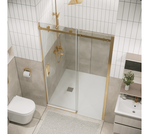 Дверь в нишу Grossman Classic 100.K33.04.110.32.00 (110х195) золото сатин,стекло прозрачное,раздвижная