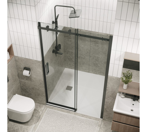 Дверь в нишу Grossman Classic 100.K33.04.110.42.00 (110х195) графит сатин,стекло прозрачное,раздвижная