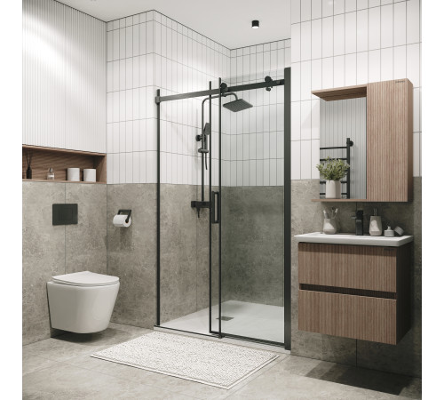 Дверь в нишу Grossman Classic 100.K33.04.110.42.00 (110х195) графит сатин,стекло прозрачное,раздвижная