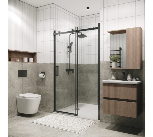 Дверь в нишу Grossman Classic 100.K33.04.110.42.00 (110х195) графит сатин,стекло прозрачное,раздвижная