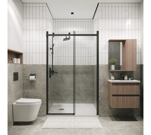 Дверь в нишу Grossman Classic 100.K33.04.110.42.00 (110х195) графит сатин,стекло прозрачное,раздвижная