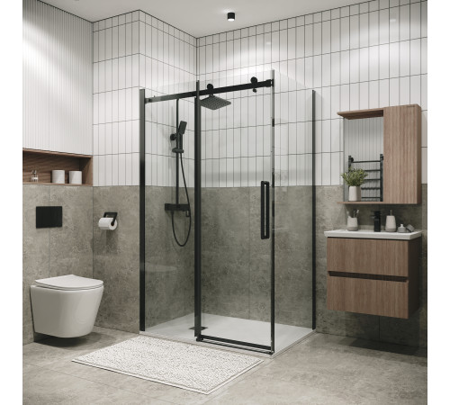 Боковая стенка Grossman Classic 200.K33.04.90.42.00 (90х195) графит сатин,стекло прозрачное