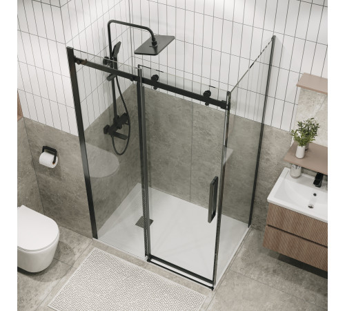 Боковая стенка Grossman Classic 200.K33.04.90.42.00 (90х195) графит сатин,стекло прозрачное