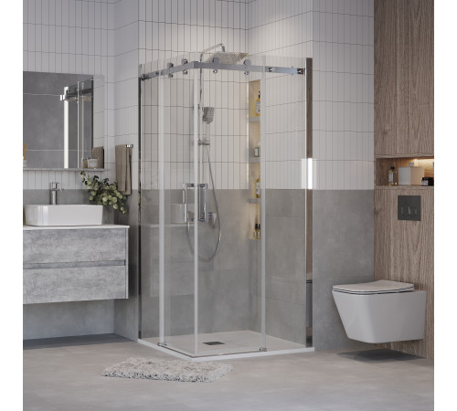 Душевое ограждение Grossman Classic 300.K33.04.8080.10.00 (80х80х195) квадрат,раздвижная,хром,стекло прозрачное