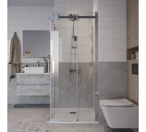 Душевое ограждение Grossman Classic 300.K33.04.8080.10.00 (80х80х195) квадрат,раздвижная,хром,стекло прозрачное
