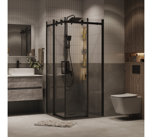 Душевое ограждение Grossman Classic 300.K33.04.9090.21.00 (90х90х195) квадрат,раздвижная,черный матовый,стекло прозрачное
