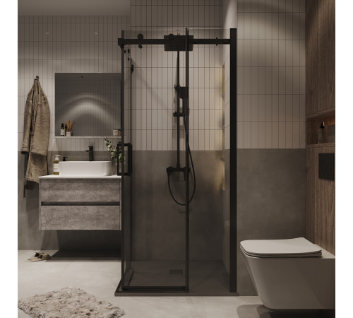 Душевое ограждение Grossman Classic 300.K33.04.9090.21.00 (90х90х195) квадрат,раздвижная,черный матовый,стекло прозрачное