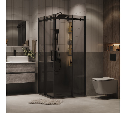 Душевое ограждение Grossman Classic 300.K33.04.8080.21.10 (80х80х195) квадрат,раздвижная,черный матовый,стекло тонированное