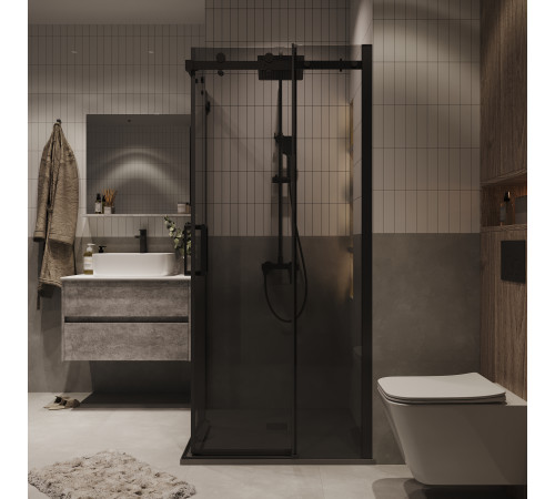 Душевое ограждение Grossman Classic 300.K33.04.8080.21.10 (80х80х195) квадрат,раздвижная,черный матовый,стекло тонированное