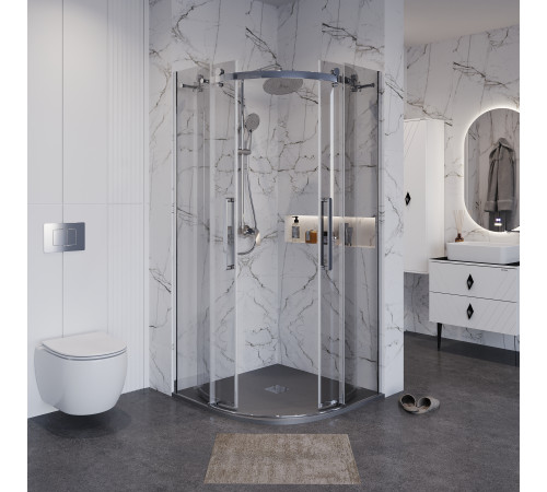 Душевое ограждение Grossman Classic 301.K33.04.9090.10.00 (90х90х195) четверть круга,раздвижная,хром,стекло прозрачное