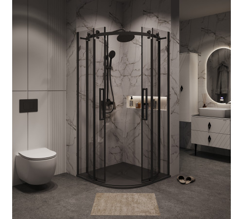 Душевое ограждение Grossman Classic 301.K33.04.9090.21.00 (90х90х195) четверть круга,раздвижная,черный матовый,стекло прозрачное