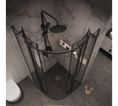 Душевое ограждение Grossman Classic 301.K33.04.9090.21.00 (90х90х195) четверть круга,раздвижная,черный матовый,стекло прозрачное