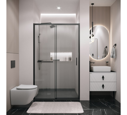 Дверь в нишу Grossman Style 100.K33.05.120.21.02 (120х195) черный матовый,стекло шиншилла,раздвижная