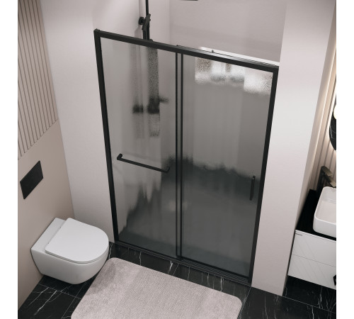 Дверь в нишу Grossman Style 100.K33.05.120.21.02 (120х195) черный матовый,стекло шиншилла,раздвижная