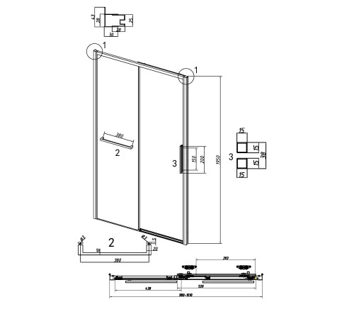 Дверь в нишу Grossman Style 100.K33.05.100.21.02 (100х195) черный матовый,стекло шиншилла,раздвижная