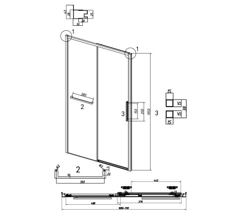 Дверь в нишу Grossman Style 100.K33.05.110.21.02 (110х195) черный матовый,стекло шиншилла,раздвижная