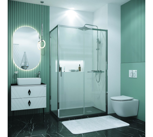Душевое ограждение Grossman Style 100.K33.05.100.10.00-200.K33.05.100.10.00 (100х100х195) раздвижная,хром,стекло прозрачное