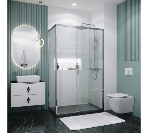 Душевое ограждение Grossman Style 100.K33.05.100.10.00-200.K33.05.100.10.00 (100х100х195) раздвижная,хром,стекло прозрачное