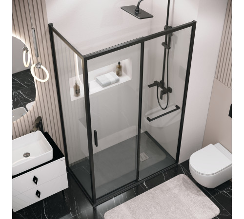 Боковая стенка Grossman Style 200.K33.05.90.21.00 (90х195) черный матовый,стекло прозрачное