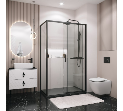 Боковая стенка Grossman Style 200.K33.05.90.21.00 (90х195) черный матовый,стекло прозрачное