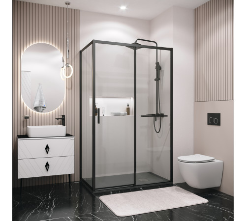 Боковая стенка Grossman Style 200.K33.05.90.21.00 (90х195) черный матовый,стекло прозрачное