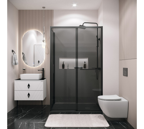 Душевое ограждение Grossman Style 100.K33.05.130.21.10-200.K33.05.70.21.10 (130х70х195) раздвижная,черный матовый,стекло тонированное