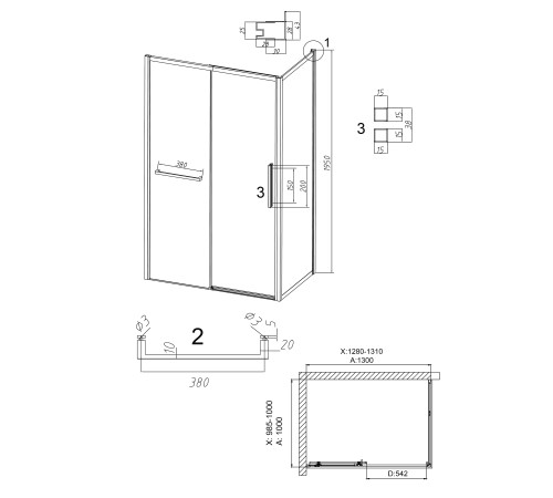 Душевое ограждение Grossman Style 100.K33.05.130.21.10-200.K33.05.100.21.10 (130х100х195) раздвижная,черный матовый,стекло тонированное