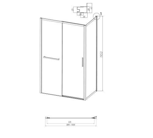 Боковая стенка Grossman Style 200.K33.05.100.21.10 (100х195) черный матовый,стекло тонированное