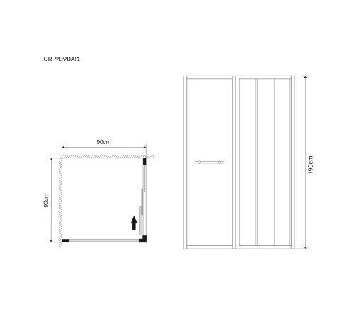 Душевое ограждение Grossman Alba1 GR-9090Al1 (90х90х190) квадрат,раздвижная