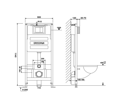 Инсталляция для подвесного унитаза Grossman 900.K31.01.000